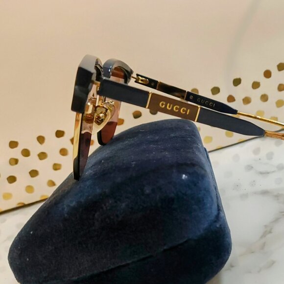 GUCCI 55MM MEN'S CLUB MASTER METAL FRAME SUNGLASSES BLUE - Picture 7 of 7